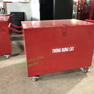 Thùng đựng cát dập lửa PCCC có bánh xe và tay đẩy 600x900x600x1.2