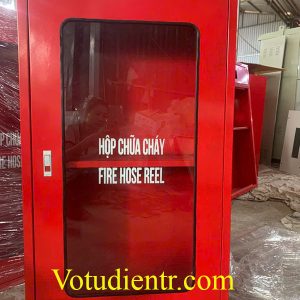 Vỏ tủ PCCC 1200x600x180x1mm sơn đỏ chia 2 ngăn gắn kính giá xưởng Hà Nội