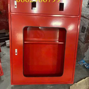 Vỏ tủ chia 2 ngăn PCCC kích thước 1200x500x250x0,8mm sơn tĩnh điện màu đỏ cánh ngoài gắn kính giá tốt tại xưởng hà nội và thành phố hồ chí minh
