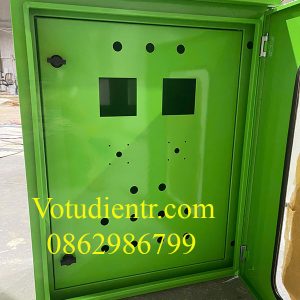 Vỏ tủ điện ngoài trời 2 lớp cánh 600x400x250x1mm Xanh Lá - Cánh Trong Khoét Lỗ, Cánh Ngoài Mica - Giá Xưởng Hà Nội & Hải Phòng